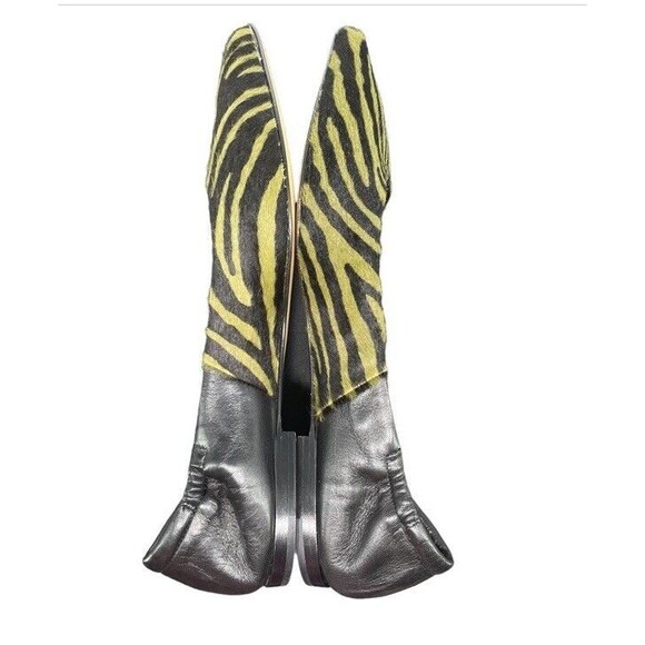 POMME D’OR Flats Designer Leather Fur Animal Print Pointy Fun City Chic IT38 US8 - Picture 4 of 9